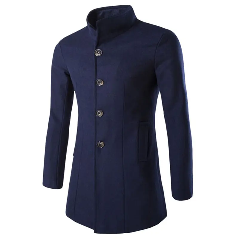 Men's Stand Collar Single Breasted Wool Winter Coats for Men Medium ...