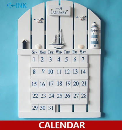 

Mediterranean Style Wooden Handmade Wall Calendar , European Style Home Decorative Perpetual Calendar