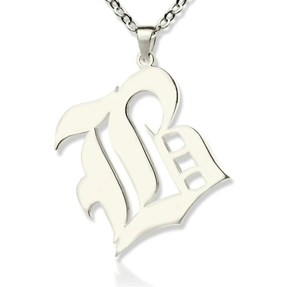 

Sweey Wholesale Personalized Initial Letter Charm Old English Initial Necklace Retro English Style Initial Necklace for Lovers