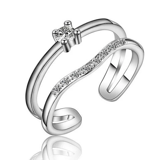 

Classic Engagement CC Adjustable Ring For Women Silver Plated Mini Finger Women Rings Fashion Wedding Jewelry Christmas Gift