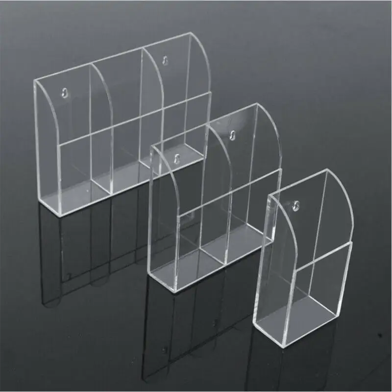 Office Wall Mounted Transparent Organizer Acrylic Remote Control Desk Organizer Holder Air Conditioner Makeup Brush Storage Box