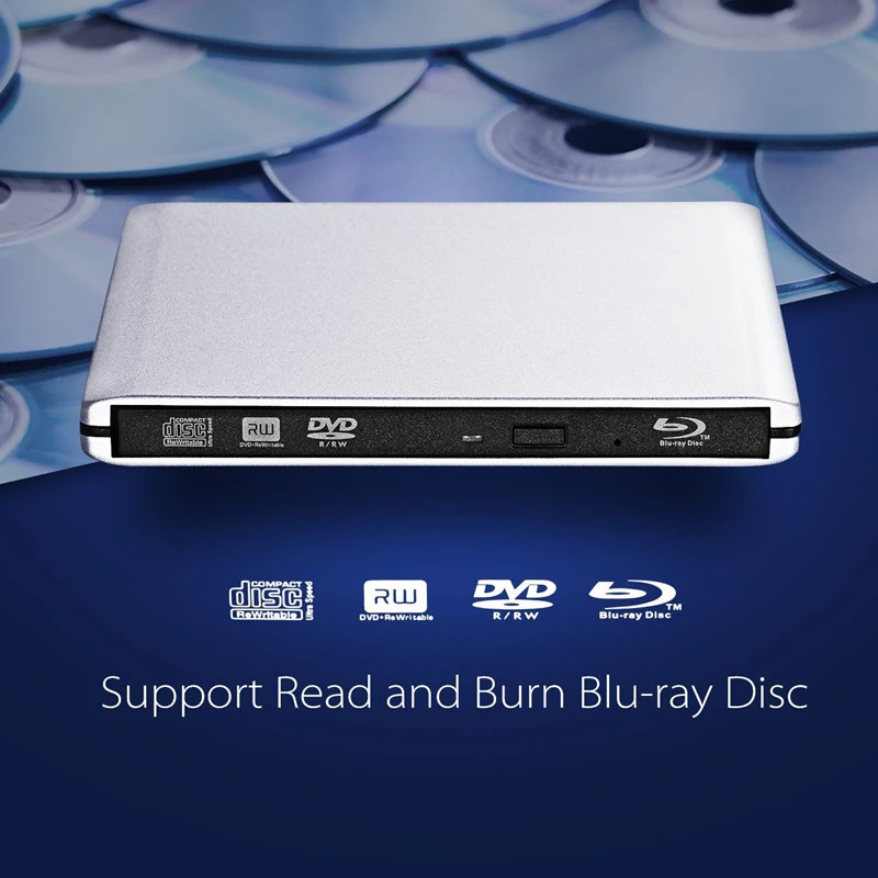 Yahey Bluray плеер Внешний оптический привод USB 3,0 Blu-Ray BD-ROM CD/DVD RW записывающее устройство Портативный для ноутбука Macbook