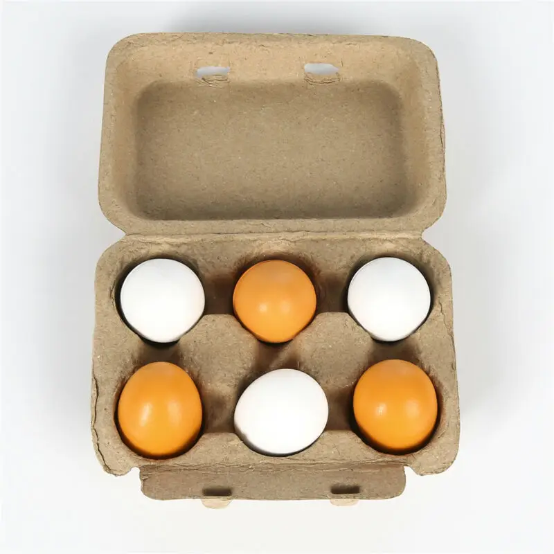 2019 Brand New 6Pcs/Packet Baby Kids Pretend Play Preschool Educational Toy Wooden Eggs Yolk Kitchen Cooking Baby Kids Toy Gifts