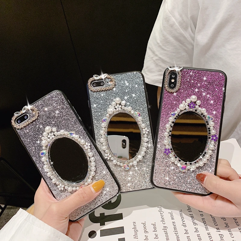 

Diamond Mirror Gradient Phone Case For Huawei Mate 10 20 P20 P30 Lite Pro P10 Plus Nova 3 Fashion Bright Flash Powder Back Cover