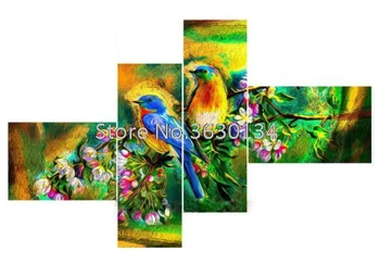 

Diamond Painting Cross Stitch Kit Full Diamond Embroidery 5D Square DIY Diamond Mosaic Home Decor Two parrots 4pcs