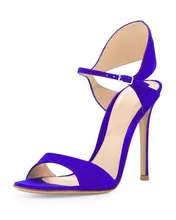 2016 Candy Color Summer Women Shoes Sexy High Heeled Sandals Ankle Buckle Suede Heels Customized Large Size Shoes