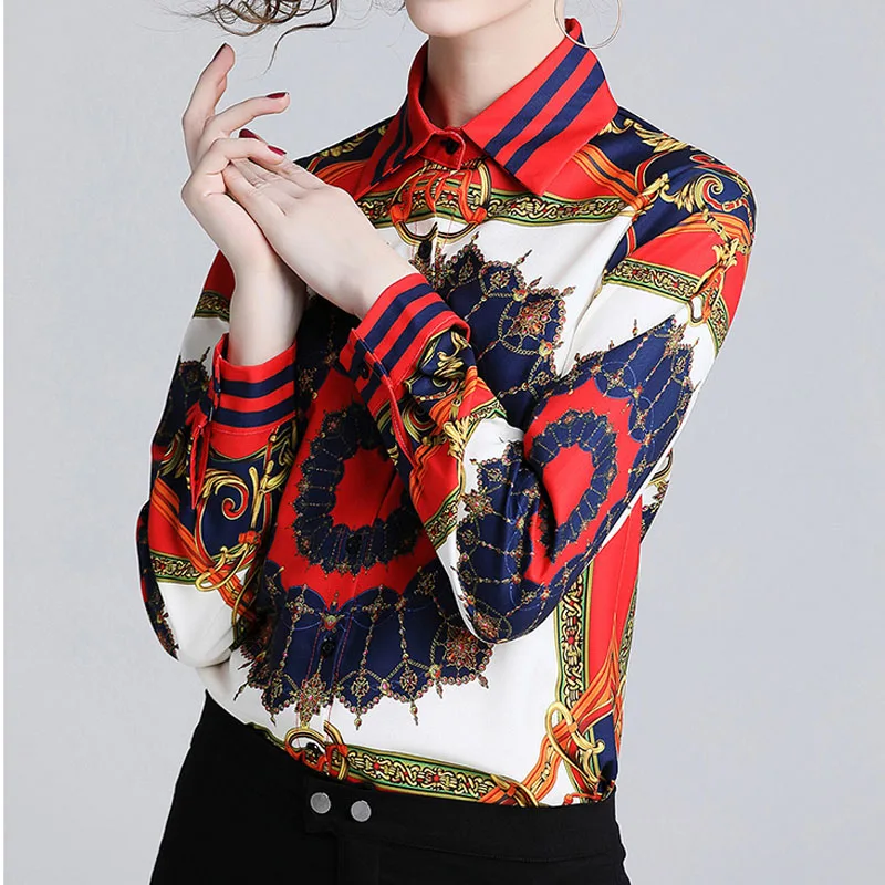 2019 New Spring Summer Women Blouse Flower V-Neck Long Sleeve Work Shirts Women office Tops blouse for business Vestidos 2019 New Spring Summer Women Blouse Flower V-Neck Long Sleeve Work Shirts Women office Tops blouse for business Vestidos