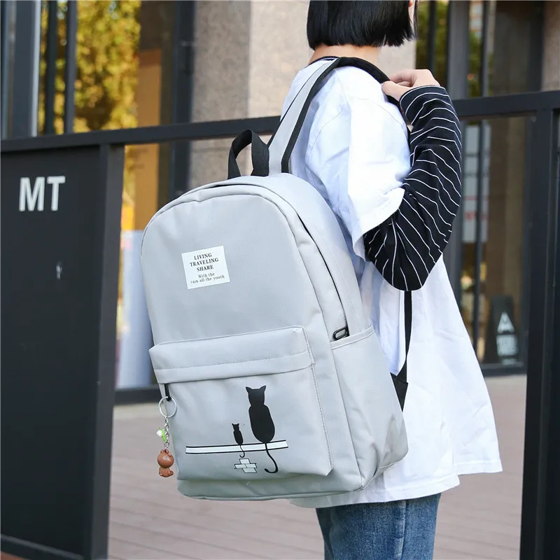 Женский модный рюкзак для средней школы с принтом кота, школьные сумки для девочек, рюкзак для подростков, школьный рюкзак Mochila, женский рюкзак