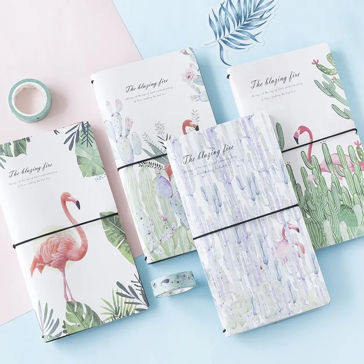 

1 pcs PU Leather Cover Planner Notebook flamingo Book Exercise Composition Binding Note Notepad Gift Stationery