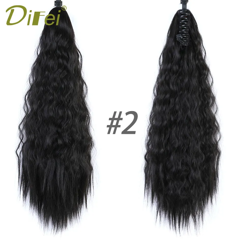DIFEI, 18 дюймов, 110 г, 24 дюйма, 130 г, высокотемпературные волоконные шиньоны, длинные волнистые когти, синтетические конский хвост, волосы для наращивания для женщин - Цвет: 2