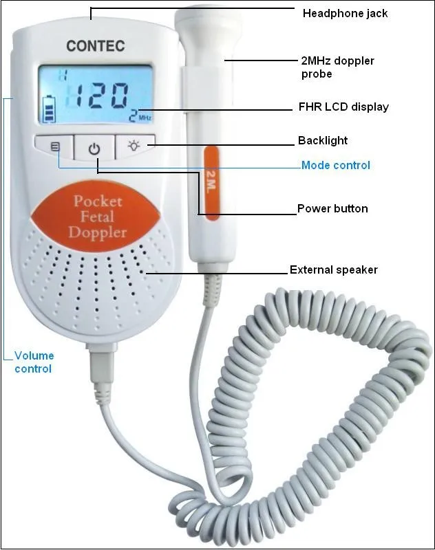 

2MHz Orange Sonoline-B Fetal Doppler Monitor Baby heart rate Heart Listener With Free Gel for Pregnant