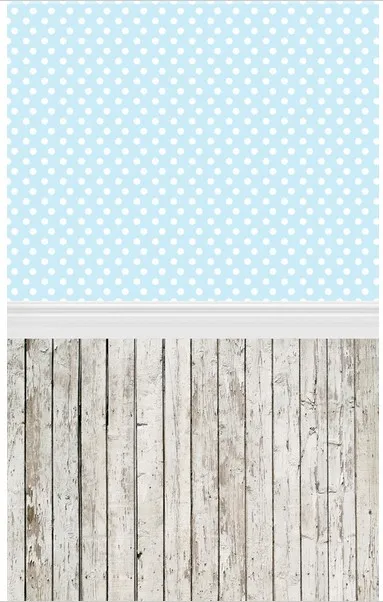 5x10ft light blue white polka dots wall gray wooden floor custom prints backgrounds