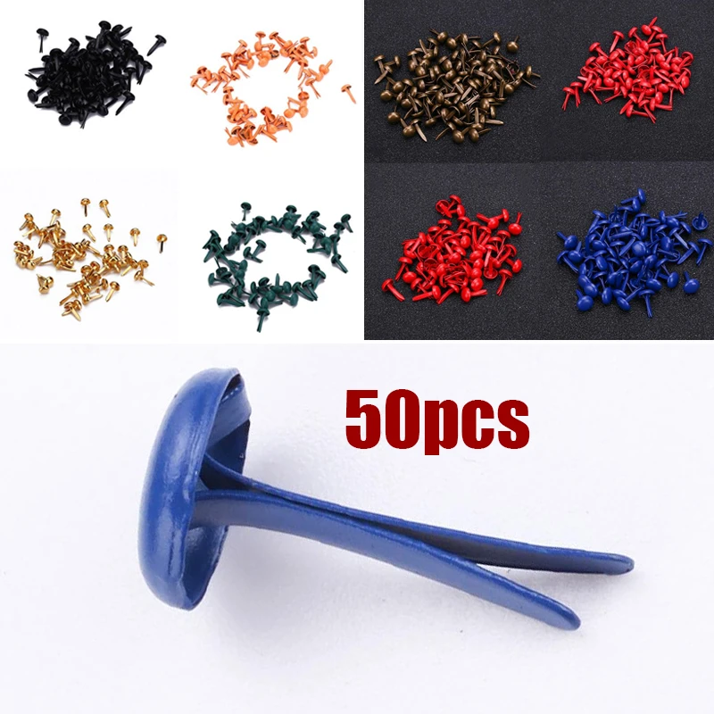 

DIY 50PCS 8Color Metal Rotating Buttons Brads Accessories Vintage Painting