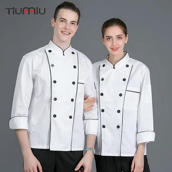 

Chef Cook Uniform Kitchen Work Clothing Restaurant Cozinha Cuisine Canteen Catering Long Sleeve Double Breasted Chef Jackets