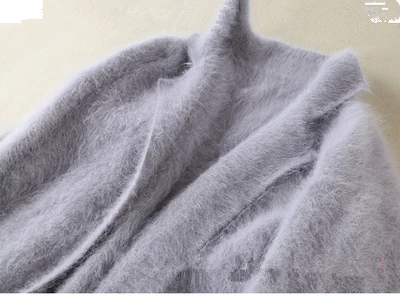 BELIARST осень и зима бутик норковая шуба норка кашемировый кардиган свитер женское длинное пальто утолщенный воротник Мандарин - Цвет: light Grey