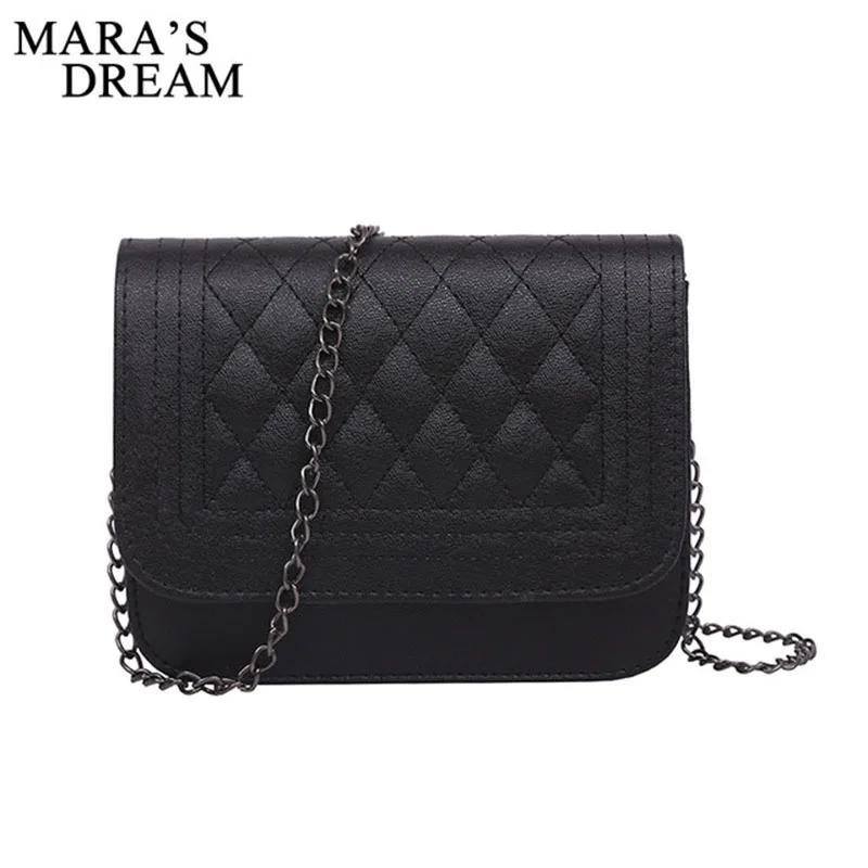 

Mara's Dream 2019 PU Leather Women Messenger Bag Plaid Ladies Crossbody Bag Chain Trendy Candy Color Small Flap Shopping Handbag