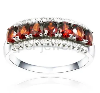 

Per jewelry Natural real garnet ring Free shipping 925 sterling silver Fine jewelry 0.3CT*7pcs gemstone For men or women X97509