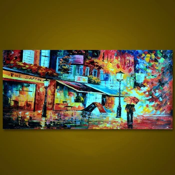 

Unframed Panel Walking In Rain Abstract Modern Wall Art Canvas Hand Painted Oil Painting Picture For Living Room Home Wall Decor