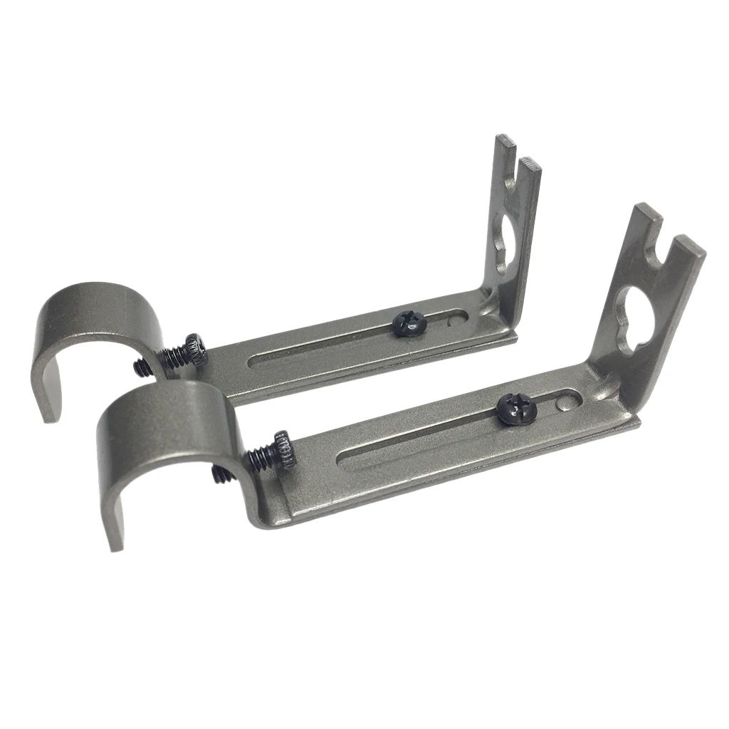 2pcs Metal Single Window Curtain Rod Bracket Holder Wall Mounted for Diameter 19.05mm Poles