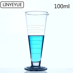 Linyeyue 100ml graduado copo de medição de vidro cônico triangle copo de vidro laboratório cilindro química equipamentos