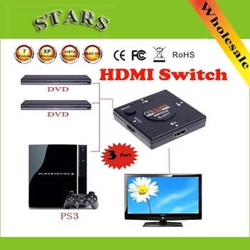 

Mini 3 Port HDMI Switch Switcher HDMI Splitter 3 in 1 out HDMI Port for HDTV 1080P Video,Wholesale Free Shipping + Drop Shipping