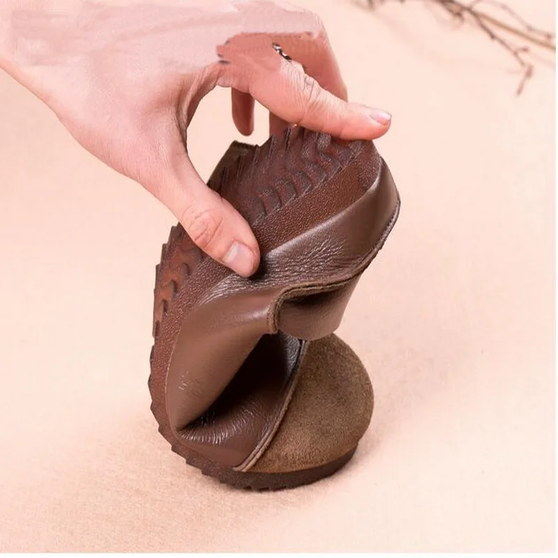 Glissement Des Cuir Conduite Confortable Ventilation Noir Occasionnels En Rushiman Appartements De Véritable Femmes Plat Mocassins marron Sur Chaussures qzzfwP