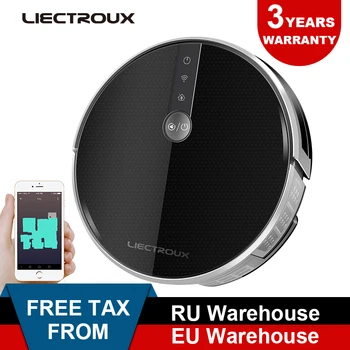 شراء2020 جديد LIECTROUX C30B Robotc مكنسة كهربائية ، خريطة ، الرطب و WiFi ، للحيوانات الاليفة ، الذاكرة ، عن بعد من الهاتف ، 4000Pa شفط ، خزان المياه