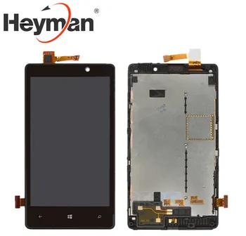 

Heyman LCD Display Touch Screen Digitizer Glass Replacement with Frame for Nokia 820 Lumia with Logo Free shipping
