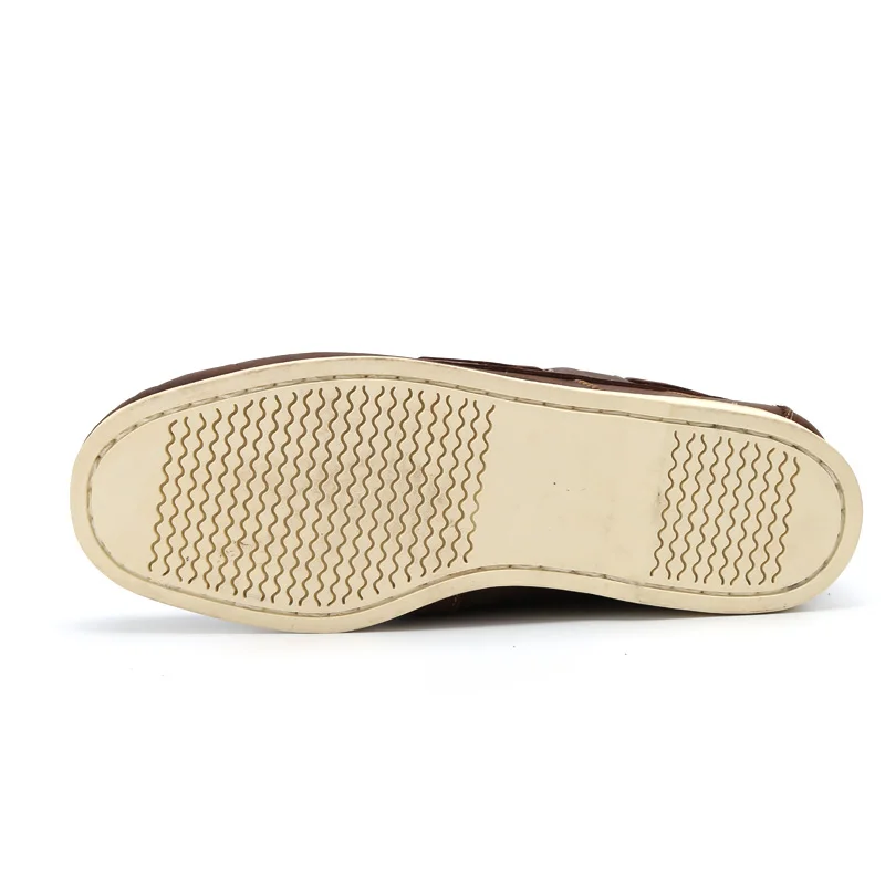 Men shoes casual summer genuine leather brown boat shoes men big size flat slip on loafer shoes male boat shoes dockside shoes 4