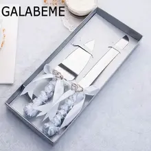 Galabeme 2 шт. Персонализация цветок сердце нож для свадебного торта Сервировочный набор украшения принадлежности пользовательское имя и дата Свадьба для подарка