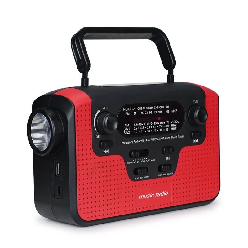 

Bluetooth Radio Solar Hand Crank Emergency Am/Fm/Sw/Wb Radio Led Flashlight Reading Camping Lamp Solar-Powered Hand Radio