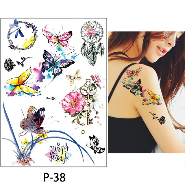 091 30 De Réduction1 Pc Beauté Corps Temporaire Tatouage Km 048 Wapiti Cerf Motif Femmes Hommes Fleur Bras Jambe Art Imperméable Tatouage