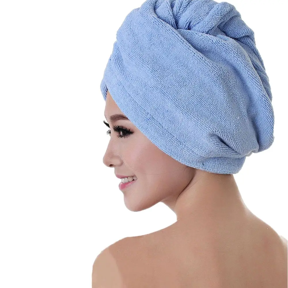 1 шт. тюрбан полотенце шляпа колпачок волосы Сухой Быстрый бамбуковое волокно Волшебная сушка сушилка для ванной салон полотенце s практичное супер абсорбент - Цвет: blue