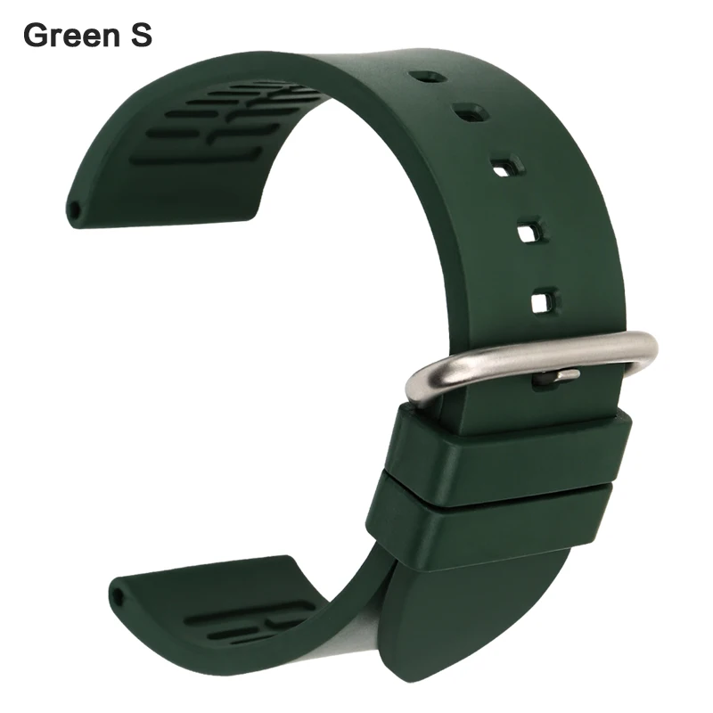 Аксессуары для часов MAIKES, спортивный ремешок для часов 20 мм, 22 мм, 24 мм, ремешок для дайвера, коричневый фтороресцентный резиновый ремешок для часов Fossil - Цвет ремешка: Green S