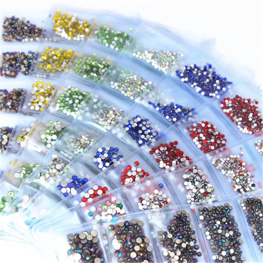 

Micui 1440pcs SS3-SS10 Mix 6 size AB Crystals Glass Rhinestone Shiny Crystal Non Hotfix Strass Nail Decoration MC992