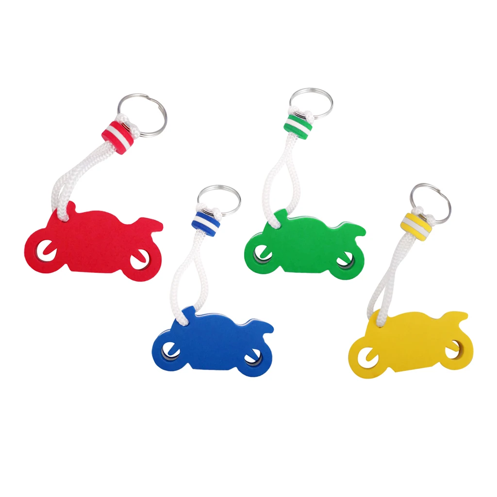 4 Count EVA Foam Floating Keychain Key Chain Marine Boat Kayak Keyring Water Buoy Floats  Motorbike Shape