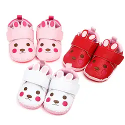 Анти-слип для новорожденного для маленьких девочек обувь Bling кроватки коляски обувь милые Животные печатных лук мягкая подошва Prewalker