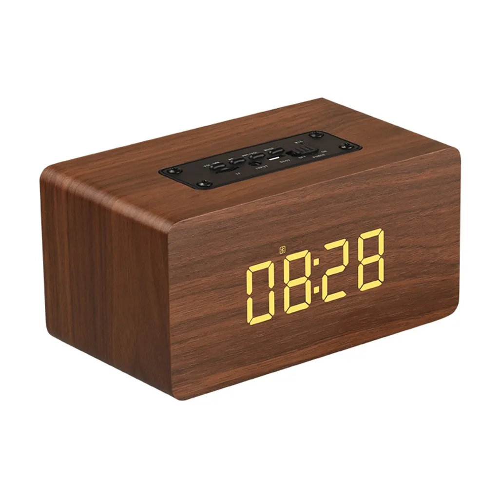 Wireless Speaker Bluetooth Portable Double Speakers Wood Wireless Bluetooth Speaker Support Clock FM Wireless Speaker Bluetooth Portable Double Speakers Wood Wireless Bluetooth Speaker Support Clock FM
