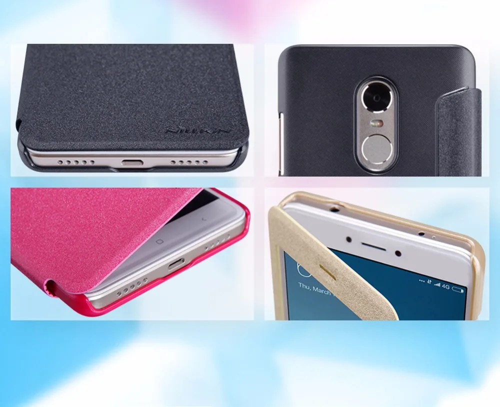 Кожаный чехол для Xiaomi Redmi Note 4x NILLKIN sparkle из искусственной кожи откидная крышка smart