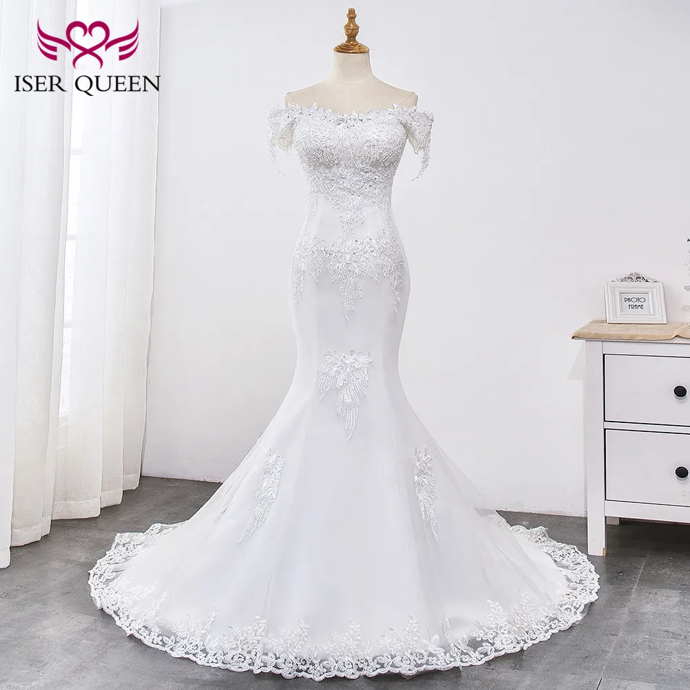Kralen Kant Zeemeermin trouwjurk 2019 Parel Mooie Applicaties Hof Train Lace up Pure White Mermaid wedding Gown WX0032 Kralen Kant Zeemeermin trouwjurk 2019 Parel Mooie Applicaties Hof Train Lace up Pure White Mermaid wedding Gown WX0032