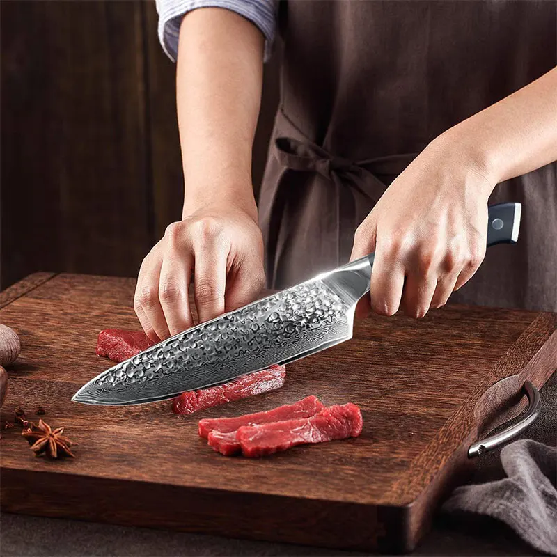  Damascus Chef Knife 8 Inch Kitchen Knife Japanese Damascus Steel VG10 Core 67 Layers Santoku Cleave - 4000035880319