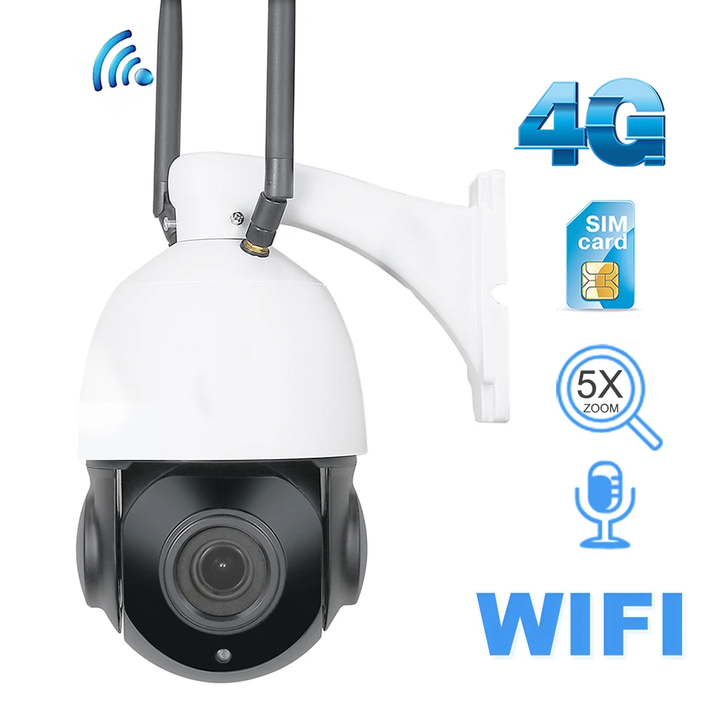 Беспроводная IP камера видеонаблюдения 1080P 960P HD 4G Wi Fi PTZ 5 кратный зум Onvif ИК 50