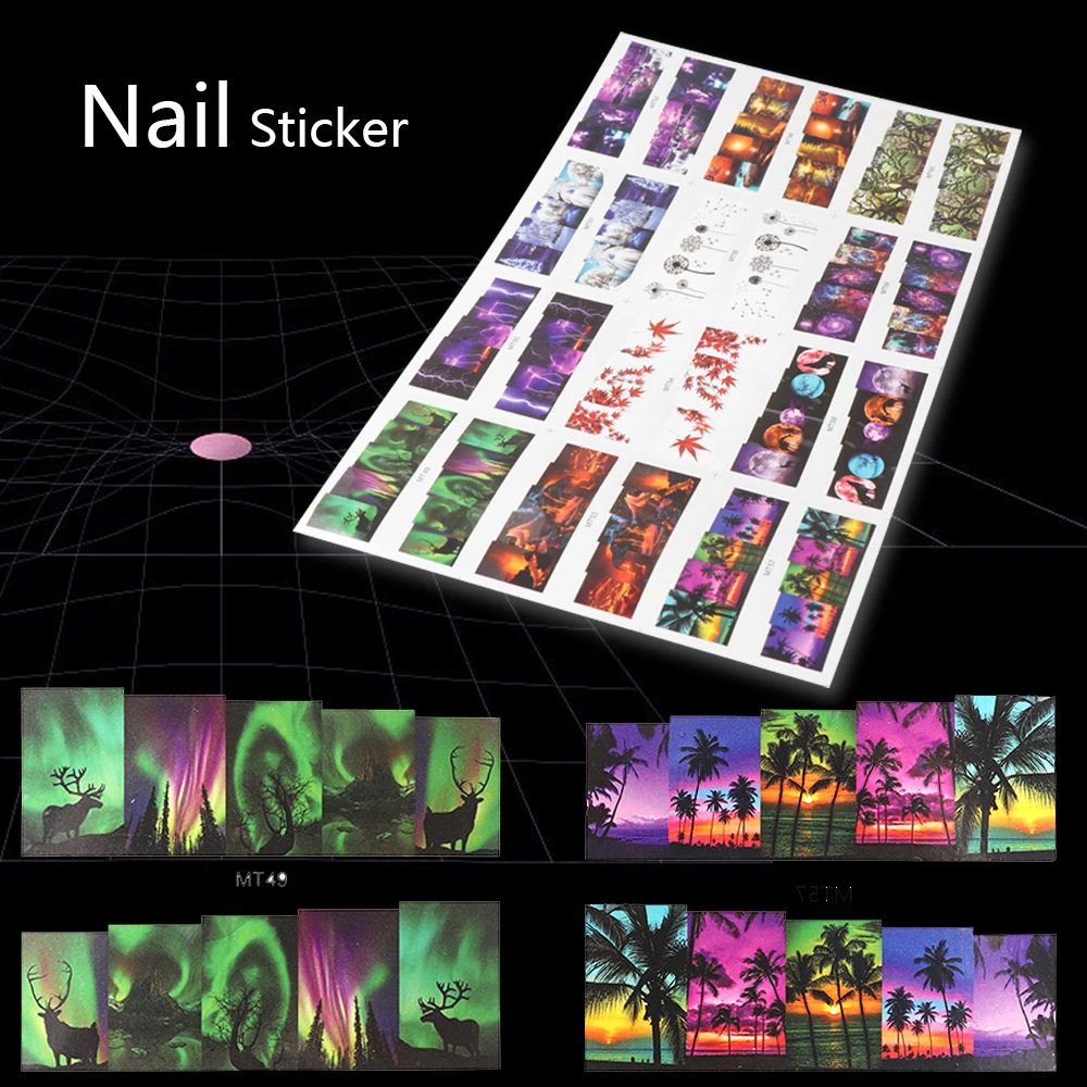 

1PC New Colorful Charming Scenery Water Nail Art Transfer Stickers 3D Scenery Design Manicure Tips Decal Decoration