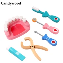 Candywood 6 шт./компл. деревянный Косплей доктор игра стоматологический вид доктор аксессуары инструменты Защита зубов Стоматологическая игрушка мальчик девочка дети