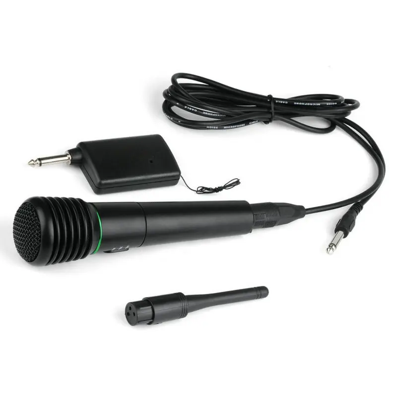 

2 in 1 Wired & Wireless Handheld Microphone Wireless System Voice Amplifier Antenna Receiver 6.5mm Out Microphones