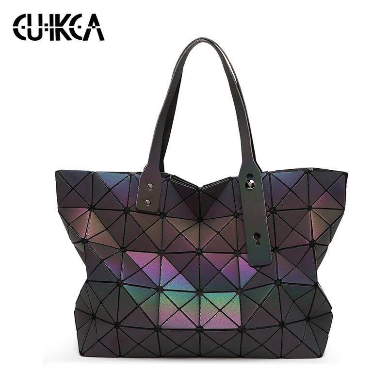 

Luminous sac bao Bag Diamond Tote Geometric Quilted Shoulder Bags Laser Plain Folding Handbags bolso