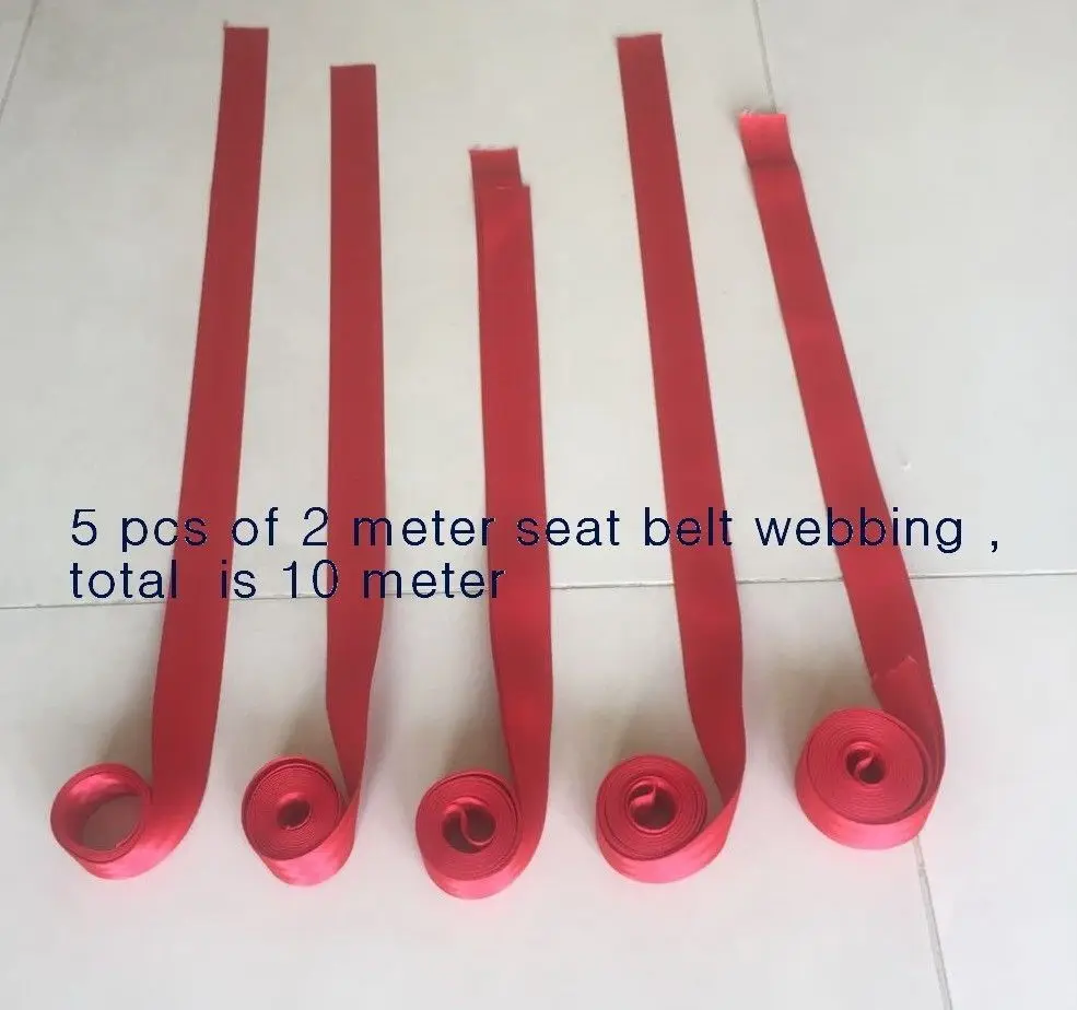 

5 of 2meter 48mm wide SEAT BELT STRAP WEBBING RED Color Break Strength 2500KG