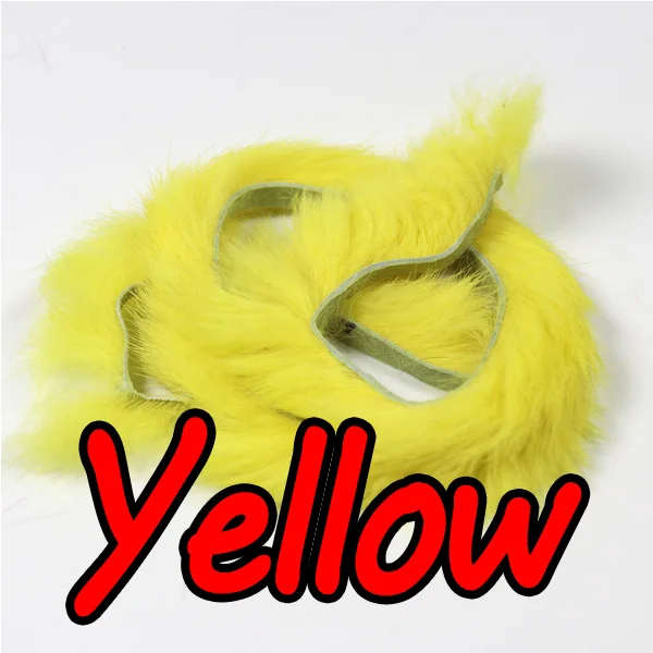 Bimoo 2 шт. Кролик Мех заяц Zonker полоски для завязывания мух материал стример Рыбалка мух изготовление 5 мм в ширину - Цвет: yellow