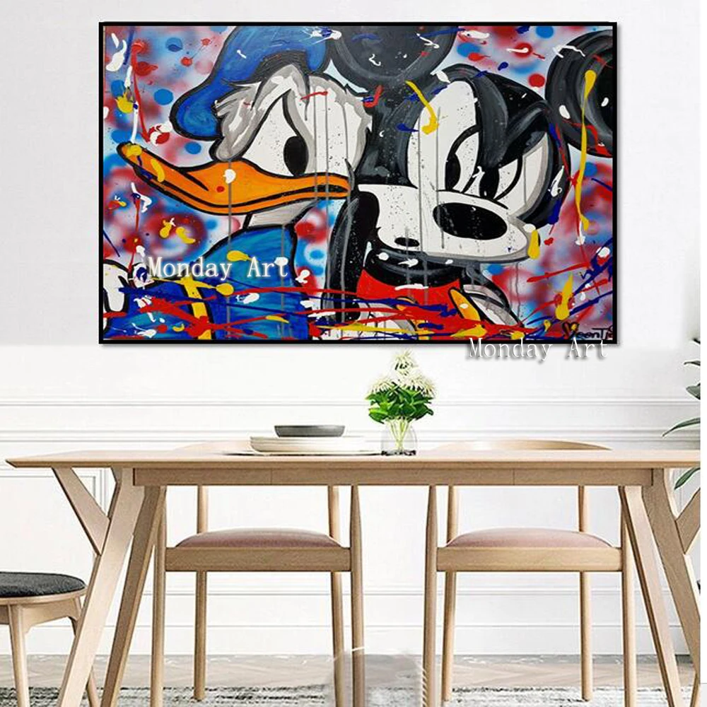 CC free-shipping-hand-made-Alec-Monopoly-abstract-graffiti-pop-art-oil-painting-David-artworks-dining-room