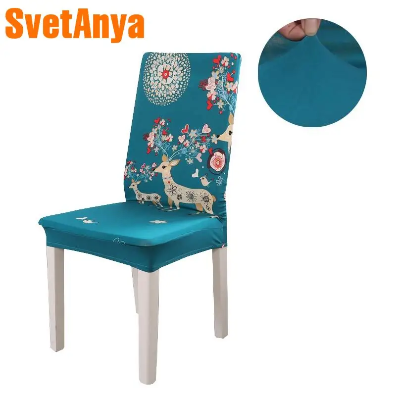 

Cartoon Animals Print Chair Cover Spandex/Polyester Fabric Stretch Elastic Floral Border Multifunctional Chair Banquet